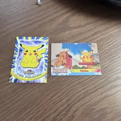 Blue Topps Pokemon Card PIKACHU'S VACATION Playtime - Movie - And #25 Pikachu NM - Image 1