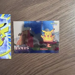 Blue Topps Pokemon Card PIKACHU'S VACATION Playtime - Movie - And #25 Pikachu NM - Image 2