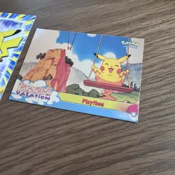 Blue Topps Pokemon Card PIKACHU'S VACATION Playtime - Movie - And #25 Pikachu NM - Image 3