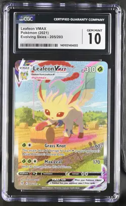 CGC 10 Leafeon VMAX 205/203 Alt Art Evolving Skies Pokemon TCG - Image 1