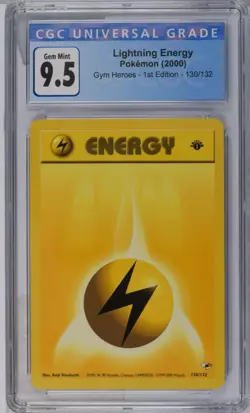 2000 POKEMON GYM HEROES 1ST EDITION #130 LIGHTNING ENERGY CGC 10 (old 9.5) - Image 1