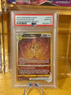 2023 POKEMON SWORD & SHIELD CROWN ZENITH SECRET FULL ART - ARCEUS VSTAR PSA 10 - Image 1