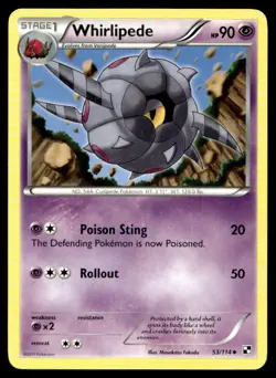 Whirlipede Black and White 53/114 MP Pokemon TCG | Buy 10 Get 10 Free - Image 1
