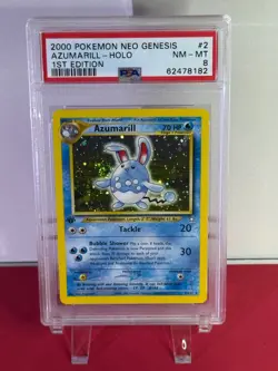 ⭐2000 POKEMON NEO GENESIS 1ST EDITION AZUMARILL HOLO CARD #2, PSA 8 WITH SWIRL⭐ - Image 1