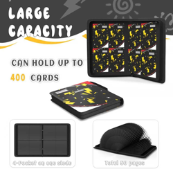 Trading Card Binder 4 Pocket，Card Binder 400 Pockets Card Book Holder Cards with - Image 4