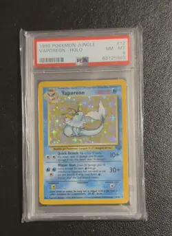 Pokemon Jungle 1999 Vaporeon Holo Card 12/64 Unlimited PSA 8 - Image 1