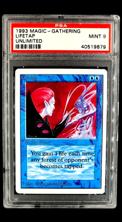 1993 MtG Magic the Gathering Unlimited LifeTap Uncommon PSA 9 Mint Only 4 Higher - Image 1