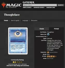 1994 MtG Magic the Gathering Revised Rare Thoughtlace PSA 9 Only 4 Graded Higher - Image 4