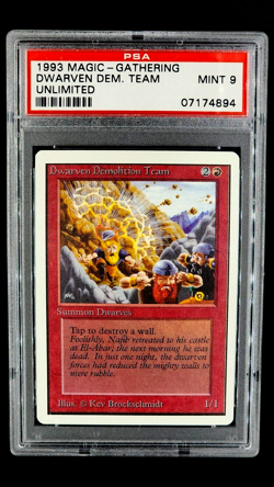 1993 MtG Magic the Gathering Unlimited Dwarven Demolition Team Uncommon PSA 9 - Image 1
