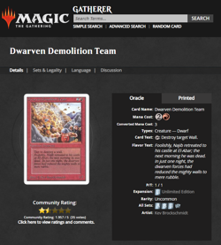 1993 MtG Magic the Gathering Unlimited Dwarven Demolition Team Uncommon PSA 9 - Image 3