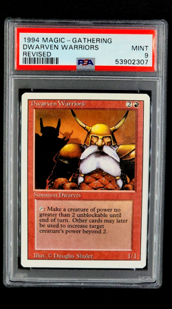 1994 MtG Magic the Gathering Revised Dwarven Warriors Red PSA 9 *Only 14 Higher* - Image 1