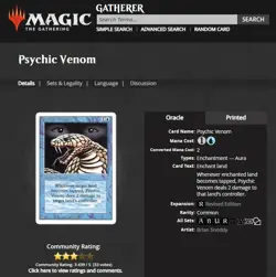 1994 MtG Magic the Gathering Revised Psychic Venom Blue Graded CGC 9 Mint - Image 3