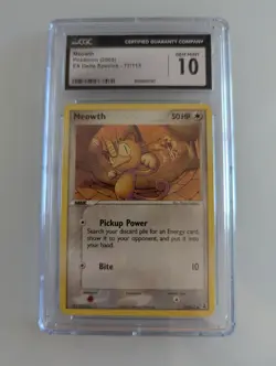 CGC 10 GEM MINT Meowth 2005 EX Delta Species 77/113 Pokemon Card psa - Image 1