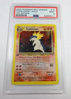 PSA 9 MINT Pokemon 1st Edition 18/111 2000 Typlosion Holo Neo Genesis #57200B - Image 1