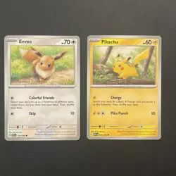 Pikachu And Eevee Pokemon Together Stamped Promo Card 025/165 And 133/165 - Image 1