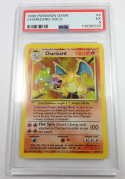 PSA 5 EX 1999 Pokemon 4/108 Holo Charizard Base Set Card #57209B - Image 1