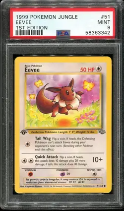 PSA 9 1st Edition Eevee 51/64 Jungle - Pokemon Card 1999 WOTC Eeveelution MINT - Image 1