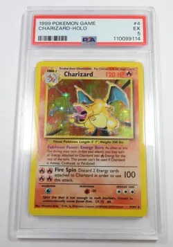 PSA 5 EX 1999 Pokemon 4/108 Holo Charizard Base Set Card #57207B - Image 1