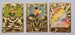 Set Of 3 Pokemon Gold Foil Fan Art Card PIKACHU VMAX Gigantamax 310HP 044/185 - Image 1