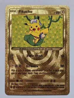 Set Of 3 Pokemon Gold Foil Fan Art Card PIKACHU VMAX Gigantamax 310HP 044/185 - Image 4