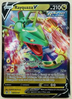 Rayquaza V SWSH147 Holo Foil Promo Rare Pokemon Card LP/NM - Image 1