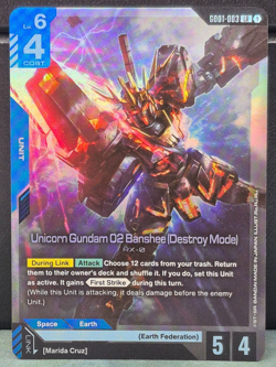 Unicorn Gundam 02 Banshee Destroy Mode GD01-003 LR Foil Card Game RX-0 Near Mint - Image 1