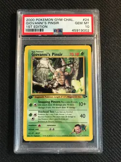 PSA 10 GEM MINT Giovanni's Pinsir 24 Gym Challenge 1st Edition Pokemon Card - Image 1