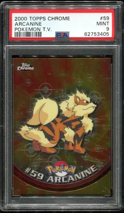 PSA 9 Arcanine #59 2000 Topps Chrome Pokemon Card TV Animation Edition 2000 - Image 1