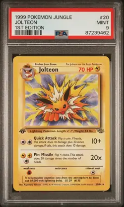 PSA 9 1st Edition Jolteon Rare 20/64 Jungle - Pokemon Card 1999 WOTC Eeveelution - Image 1