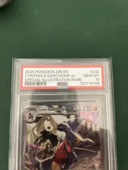 Pokemon TCG Cynthia's Garchomp EX Holo Card 232/182 Sv10: Destined Rivals PSA 10 - Image 1
