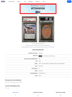 2022 MtG Magic the Gathering BRC 61 Hexavus Ext Art PSA 9 POP 1 *Highest Graded* - Image 3