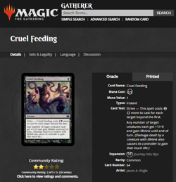 2014 MtG Magic the Gathering Journey Into Nyx #64 Cruel Feeding Black *Unplayed* - Image 3