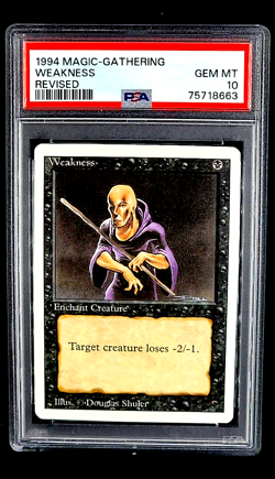 1994 MtG Magic The Gathering Revised Weakness Vintage PSA 10 Gem Mint POP 19 - Image 1