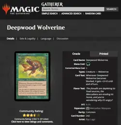 1999 MTG Magic The Gathering Mercadian Masques #242 Deepwood Wolverine WOTC NM - Image 3