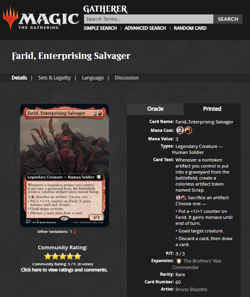 2022 MtG Magic the Gathering BRC #60 Farid Enterpising Salvager PSA 10 POP 1 - Image 4