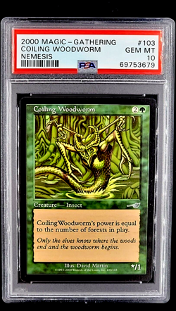 2000 MtG Magic the Gathering Nemesis #103 Coiling Woodworm Uncommon PSA 10 POP 1 - Image 1