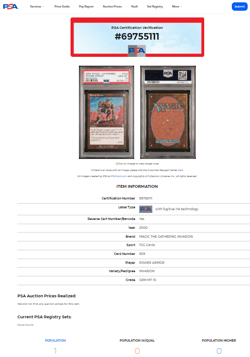 2000 MTG Magic The Gathering Invasion #309 Power Armor Uncommon PSA 10 POP 1 - Image 3