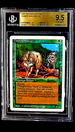 1994 MTG Magic the Gathering Revised Timber Wolves Rare BGS 9.5 Gem Mint POP 15 - Image 1