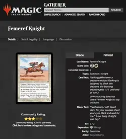 1996 MTG Magic The Gathering Mirage #18 Femeref Knight Vintage Card WOTC NM - Image 3