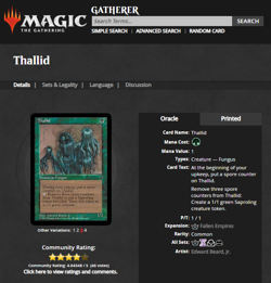 1994 MTG Magic The Gathering Fallen Empires Thallid Art Variant 3 Green Vintage - Image 3