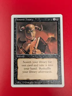 Demonic Tutor Revised Edition 1994 MTG LP+ Douglas Shuler Vintage Magic the Gath - Image 1