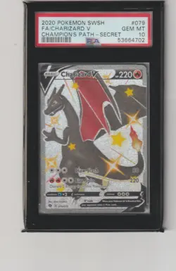 2020 Pokemon TCG Champions' Path Shiny Charizard v 79/73 Secret PSA 10 RARE SP - Image 1