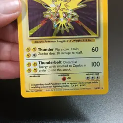 Pokemon Base Set 1999 Zapdos TCG Card 16/102 Rare Holo Moderately Played - Image 4