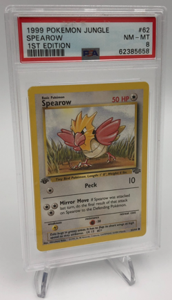 1999 POKEMON JUNGLE Trading Card SPEAROW #62/64 1ST EDITION graded PSA NM-MT 8 - Image 1