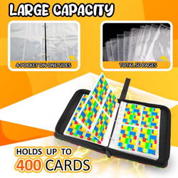 400 Pocket Trading Card Binder with 50 Removable Sleeves, Portable Zippered Card - Image 5