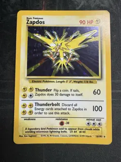 Pokemon TCG Zapdos Base Set Unlimited Holo Rare Card #16/102 - Image 1