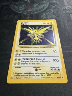 Pokemon TCG Zapdos Base Set Unlimited Holo Rare Card #16/102 - Image 2