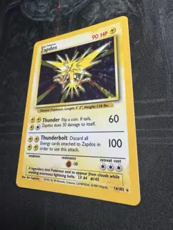 Pokemon TCG Zapdos Base Set Unlimited Holo Rare Card #16/102 - Image 3