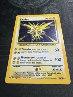 Pokemon TCG Zapdos Base Set Unlimited Holo Rare Card #16/102 - Image 5