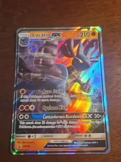 Pokemon - Lucario GX Holo Black Star Promo Card SM100 Nm - Image 1